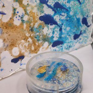 NEW COLLECTOR'S ITEMS Abstract *8-Piece Coaster Set w/ Cocktail Tray